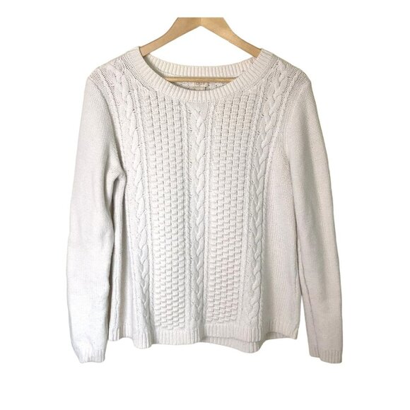 J.Crew Sweaters - J.Crew Women’s Fisherman Cable Knit Sweater Large Ivory Wool Blend Cozy Grandpa